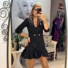 Rochie sacou neagra cu volanase