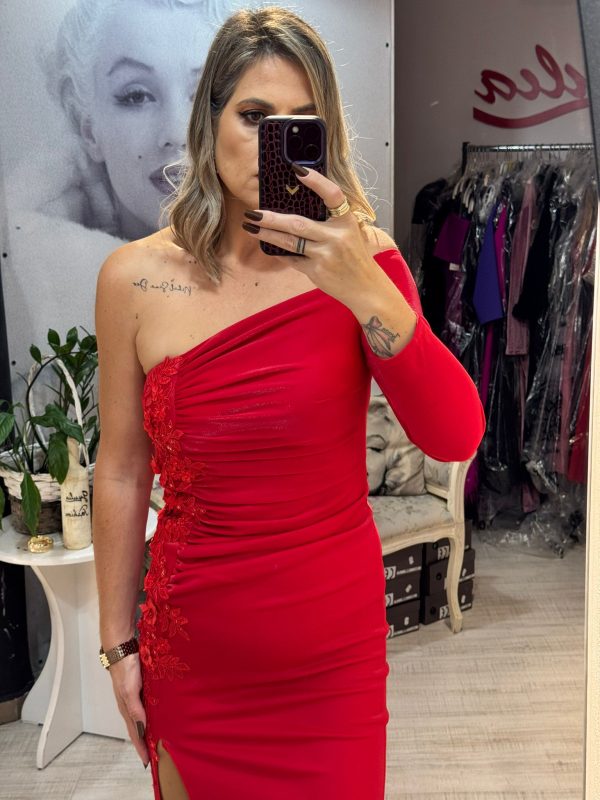 Rochie rosie,midi din lurex