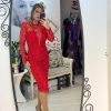 Rochie midi,rosie din dantela