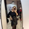 Rochie neagra cu fusta din piele eco si dantela