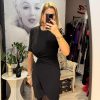 Rochie neagra cu accesoriu argintiu in talie