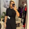 Rochie neagra cu accesoriu argintiu in talie