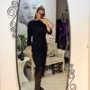 Rochie neagra,midi ,cu cordon in talie