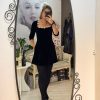 Rochie scurta din catifea cu buzunare