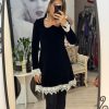 Rochie neagra din catifea cu dantela alba