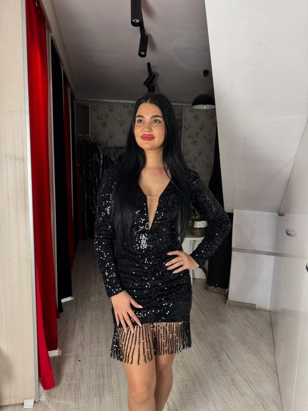 Rochie scurta cu paiete si franjuri