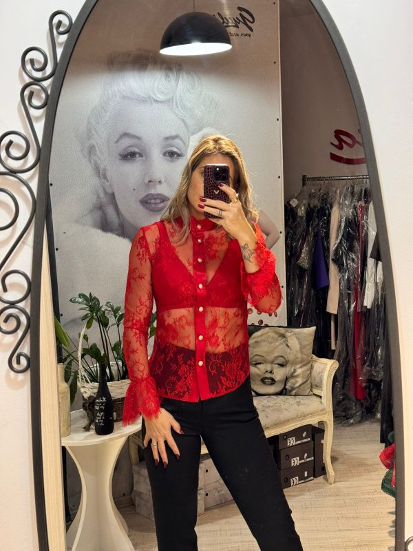 Camasa rosie din dantela