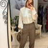 Pantaloni din stofa cappucino