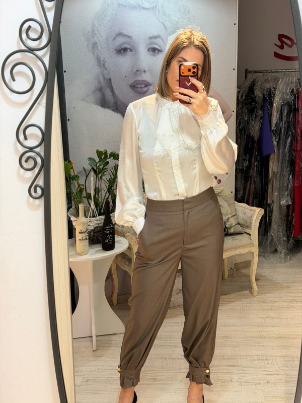 Pantaloni din stofa cappucino