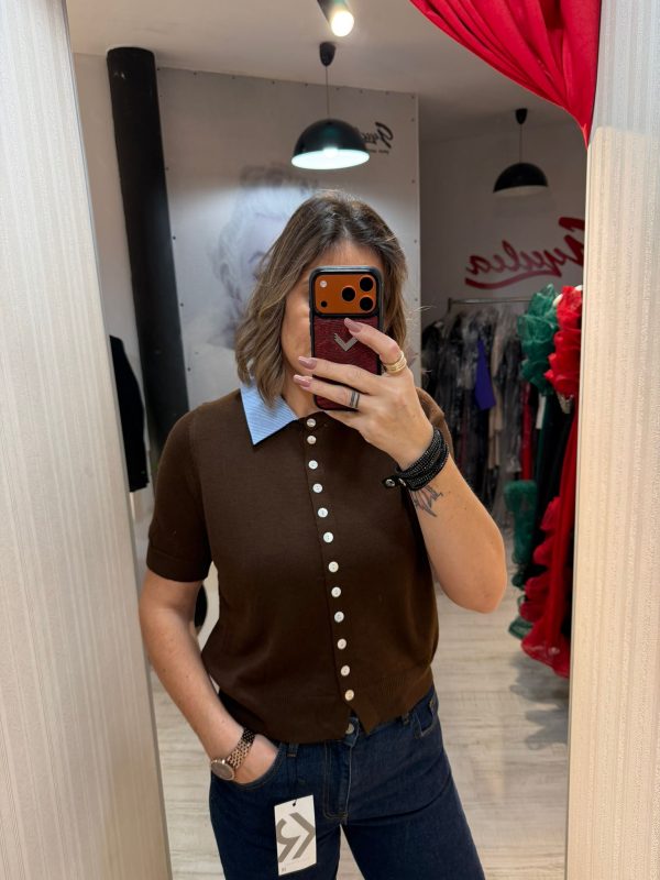 Bluza cu guler bleu