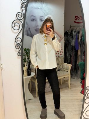 Blug momfit negru cu pietricele laterale