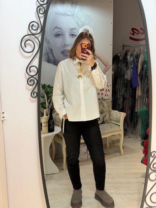 Blug momfit negru cu pietricele laterale