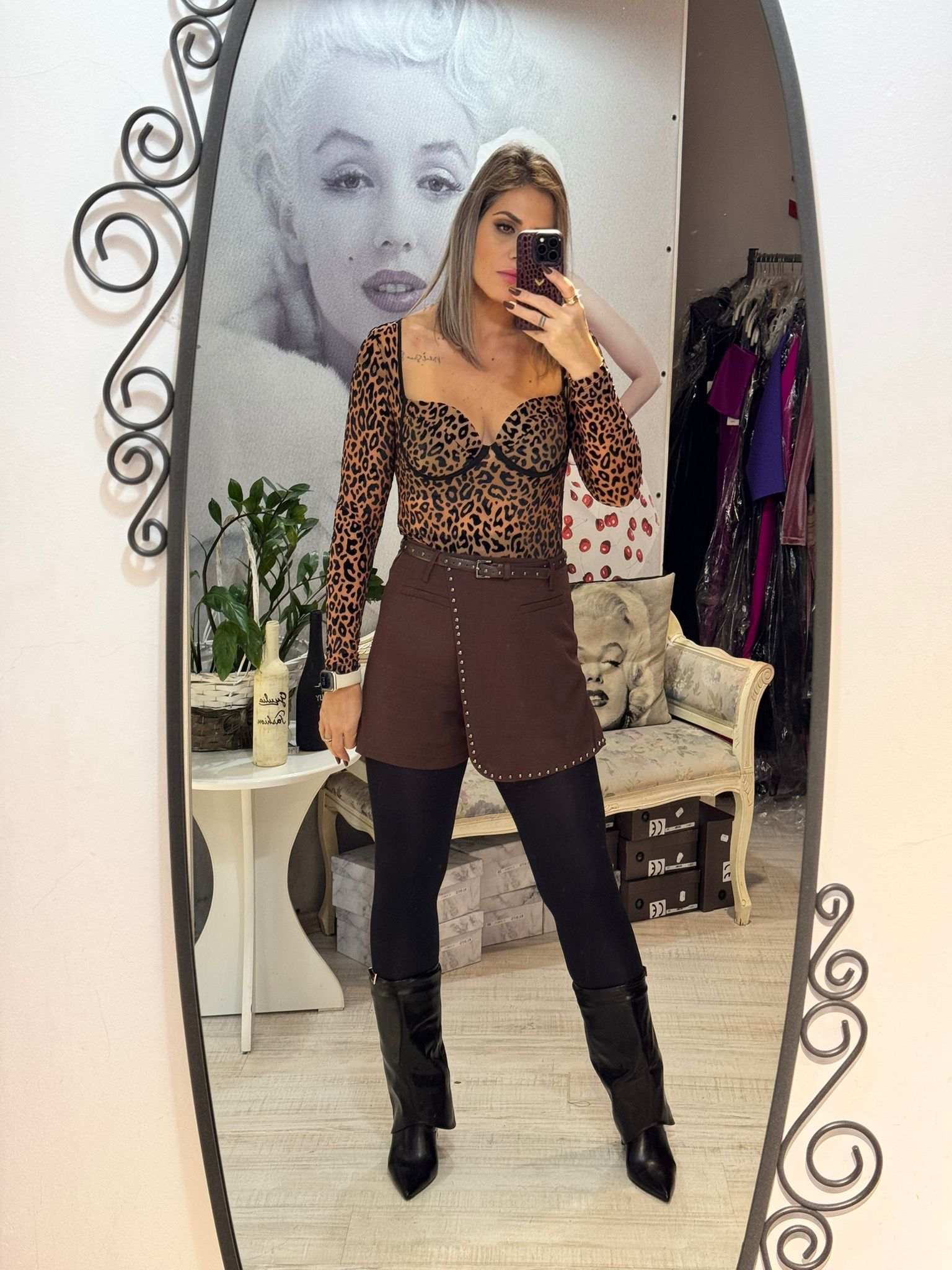 Fusta pantalon maro