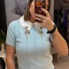 Bluza cu guler accesorizat cu pietricele