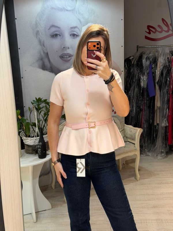Bluza cu volan si curea in talie