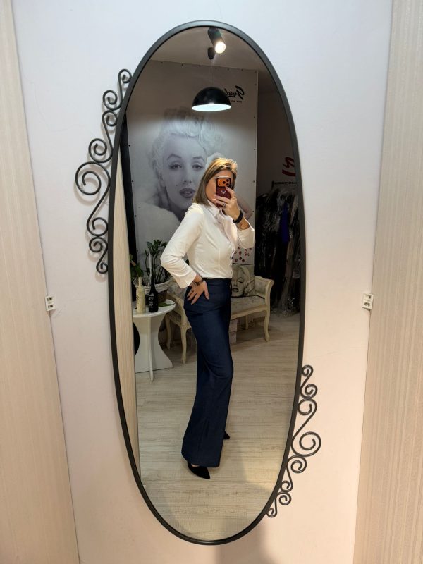 Pantaloni bleumarin cu talie inalta