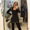 Rochie sacou neagra cu snur din cristale in talie