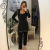 Rochie sacou neagra cu snur din cristale in talie