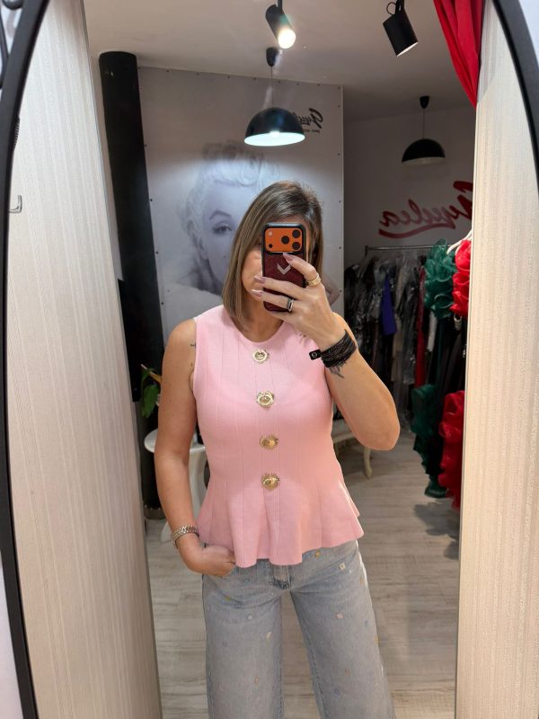 Bluza fara maneci cu volan in talie