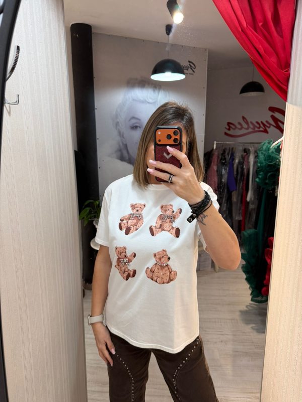 Tricou alb cu ursuleti