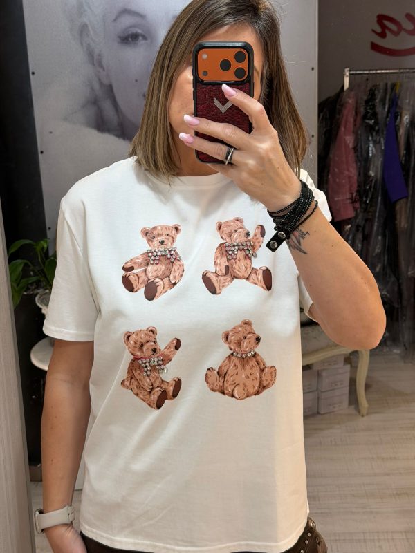 Tricou alb cu ursuleti