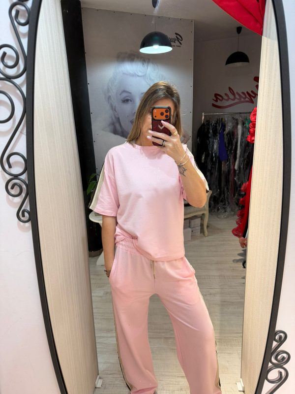 Compleu roz cu maneca scurta