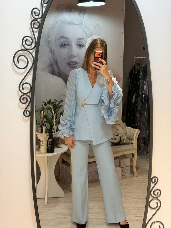 Compleu albastru cu maneci largi