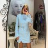 Rochie bleu cu maneci largi
