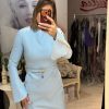 Rochie bleu cu maneci largi