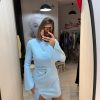 Rochie bleu cu maneci largi