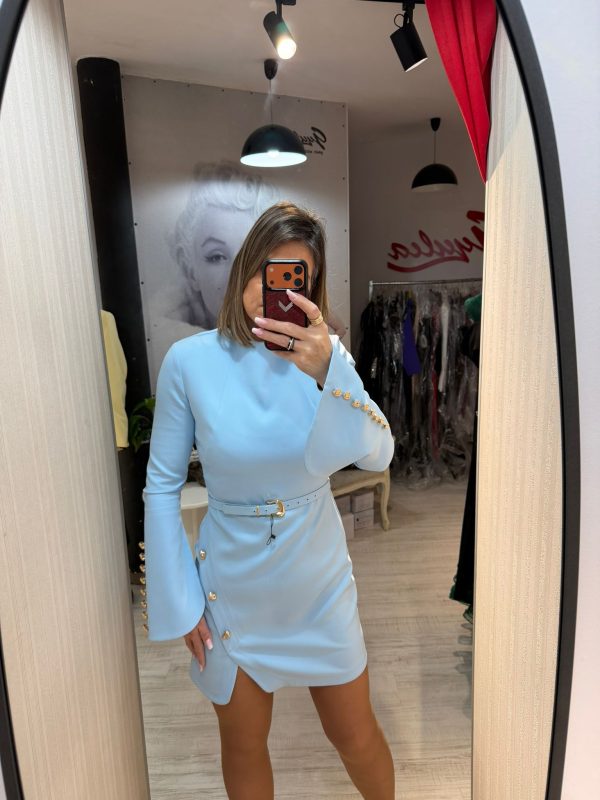 Rochie bleu cu maneci largi