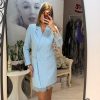 Rochie bleu tip sacou cu dantela