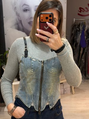 Bluza cu insertii din blug