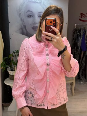 Camasa roz cu volane