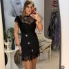 Rochie neagra cu maneci scurte din dantela