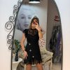 Rochie neagra cu maneci scurte din dantela