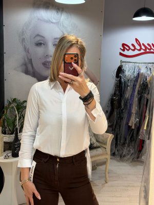 Camasa alba cu decupaj lateral