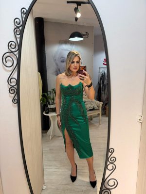 Rochie midi verde smarald