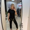 Pantalon karol negru cu nasture in talie
