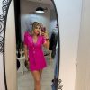 Rochie sacou fucsia cu spatele gol