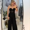 Salopeta neagra cu pantalon drept