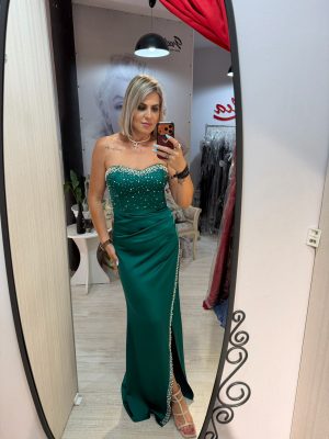Rochie lunga verde smarald