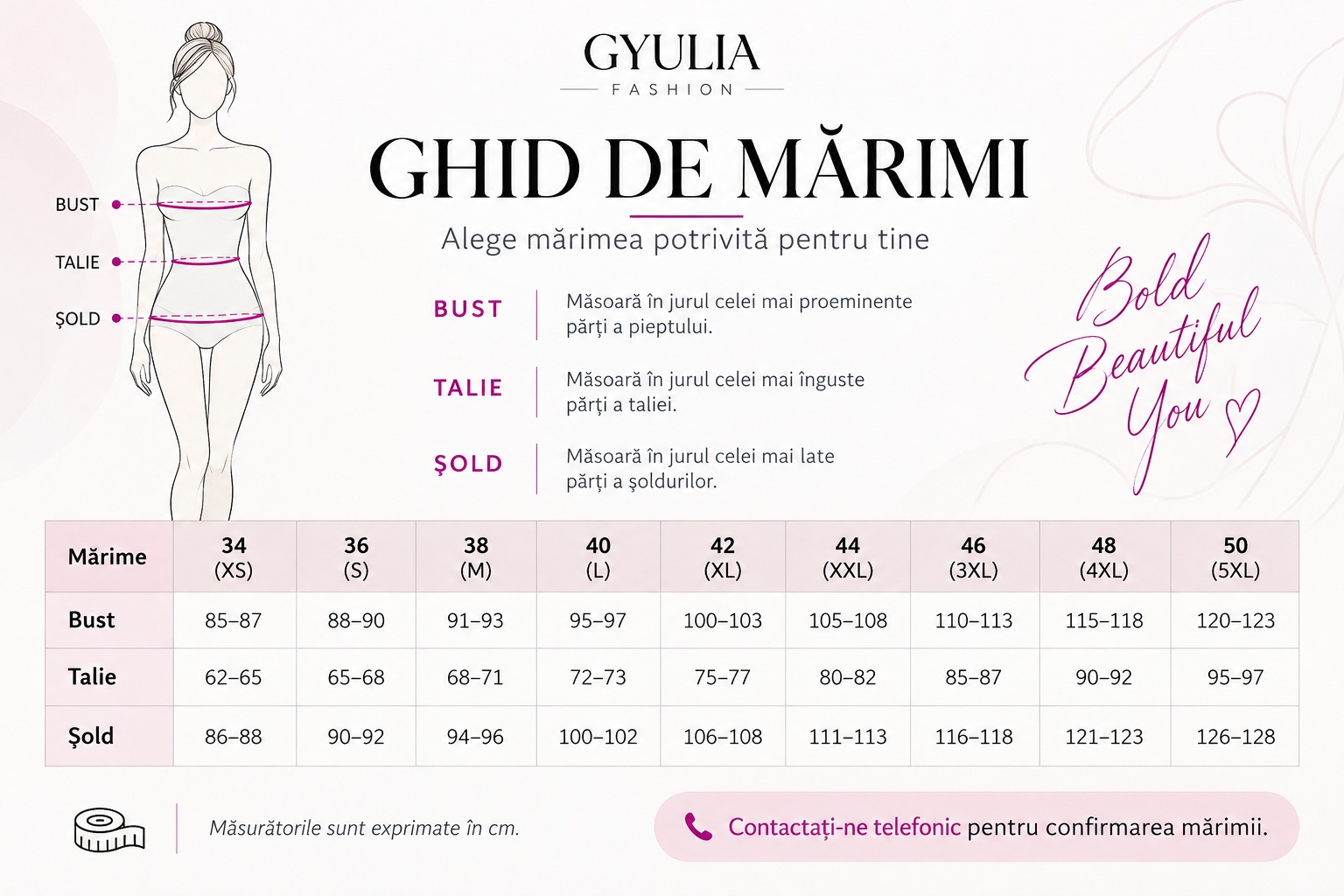 Ghid de mărimi Gyulia Fashion