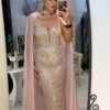 Rochie rose cu capa