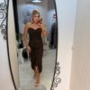 Rochie midi maro ciocolatiu