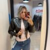 Geaca piele eco scurta cu colturi alungite
