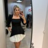 Rochie alb/negru cu trandafiri 3D