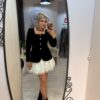 Rochie neagra mini cu volan alb