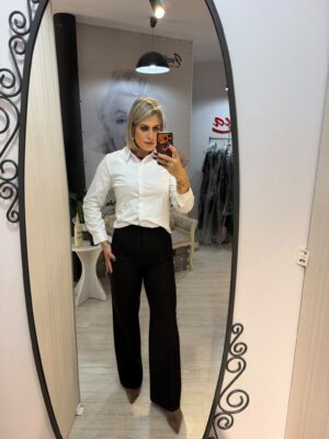 Pantaloni negrii drepti cu talie inalta