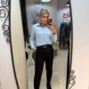 Pantaloni negrii cu talie inalta si buzunare
